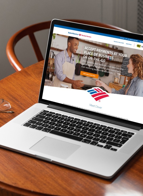 open laptop displaying bank of america website