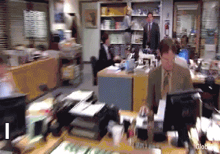 Michael Scott from The Office,played by Steve Carell, yelling “I declare privacy.”