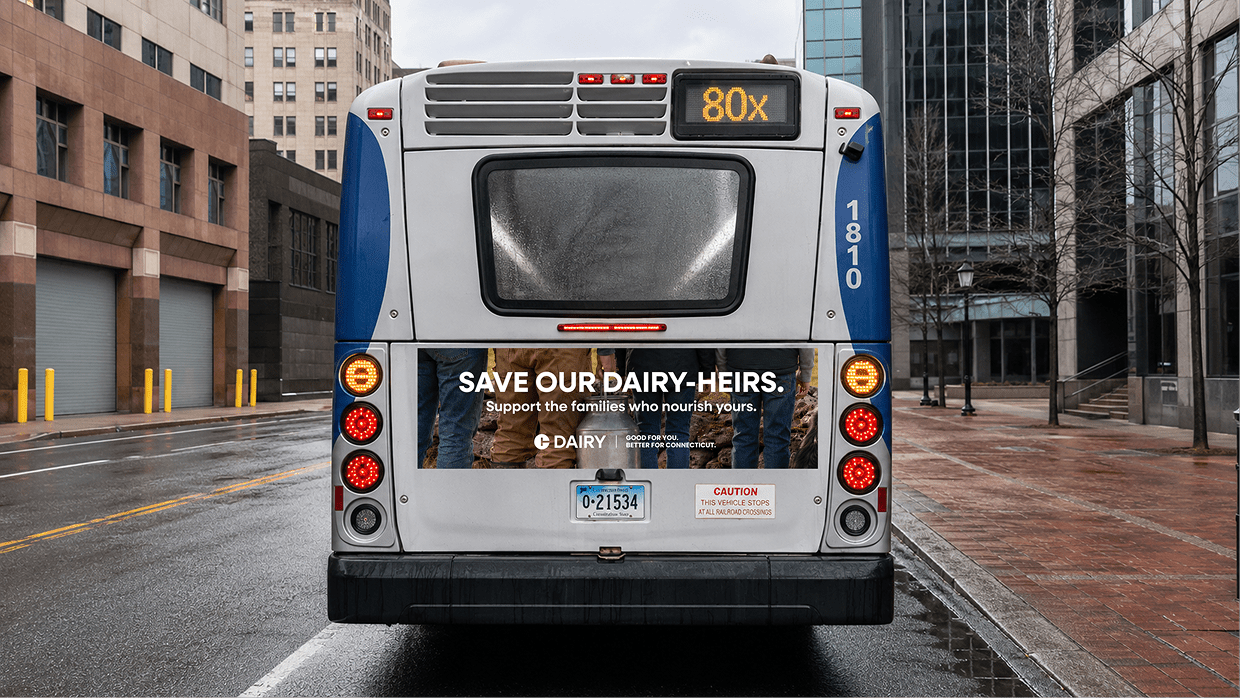 signage on the back of a bus